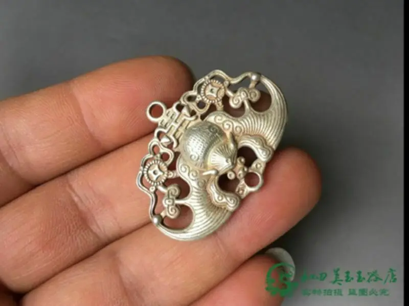1.52”Tibet Tibetan Buddhism Miao Yin White copper Bat Pendant