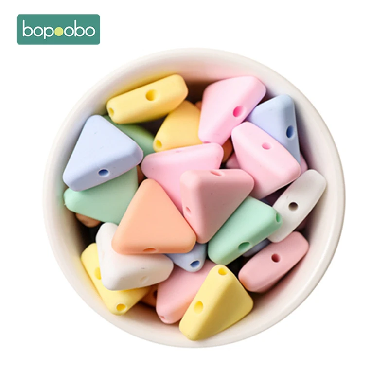 

Bopoobo 10pcs Triangle Silicone Beads Food Grade Baby Teether Eco-friendly BPA Free Teething Pacifier Chain Beads Chew Teether