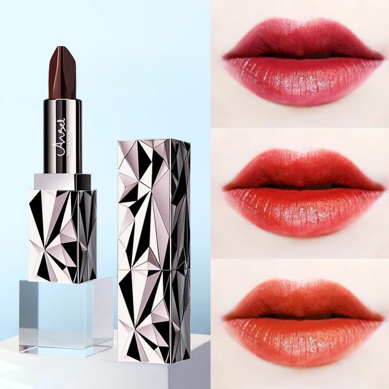 กันน้ำติดทนนานลิปสติก3สีใน1ลิปบาล์ม1Pc ลิปสติกริมฝีปากเซ็กซี่แต่งหน้า Matte Temptation Of Angels black Diamond