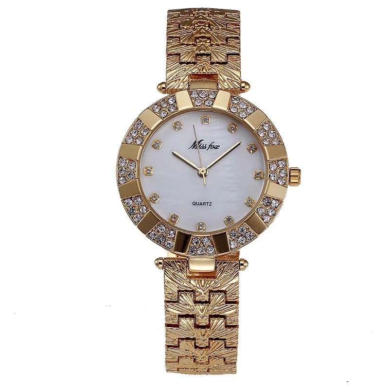 Simple Elegant Women Watches CZ Stone Paved Round Quartz Wristwatch student Brand Female Watch Waterproof Watch Jewelry