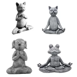 Hot Resin Craft Buddha Meditation Frog Dog Cat Statue Animal Art Yoga Figurine Garden Outdoor Sculpture Ornaments Birthday Gifts