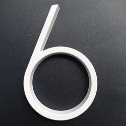 127mm White Floating Modern House Number White Door Home Address Numbers for Hous Digital Outdoor Sign Plates 5 In. #6