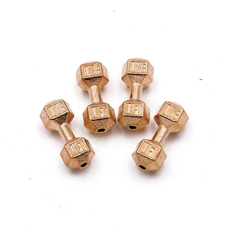 10Pcs 13*20*2MM 4 Color Dumbbell Weightlifting Small Hole Bead Sports Letter Charms For DIY Bracelets Jewelry Handmade Making