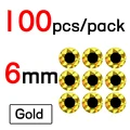 100 Piezas de Oro de 6 mm