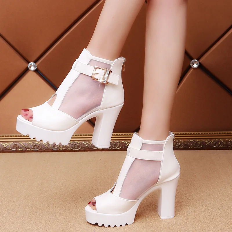 shoes woman sandals high heels sexy square heel women sandals Ladies Peep toe Breathable Pumps Shoes Women Fashion Dress Shoes