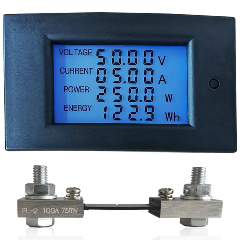 DC 100V 100A 50A 20A LCD Digital Voltmeter Ammeter Wattmeter Voltage Current Power Energy Meter Battery Capacity Indicator Test