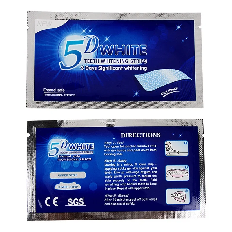 7 or 14 pairs 5D Gel Teeth Whitening Strips White Tooth Dental kit Oral Hygiene Care Strip for false Teeth Veneers Dentist