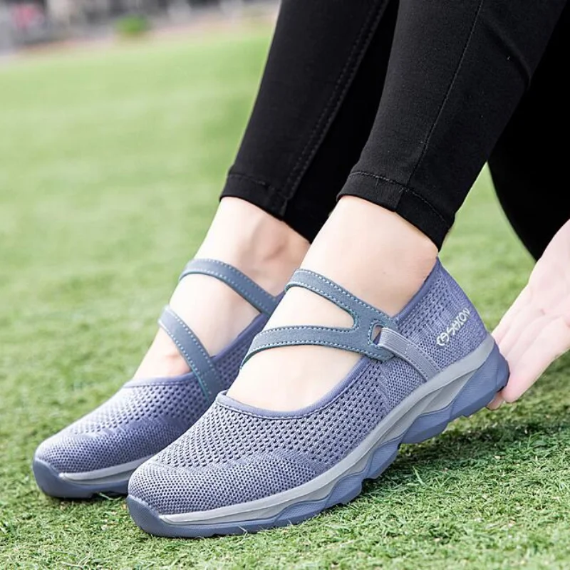 

Summer Sneakers Women's Shoes Mom Leisure Soft Bottom Breathable Air Mesh Walking Shoes 2021