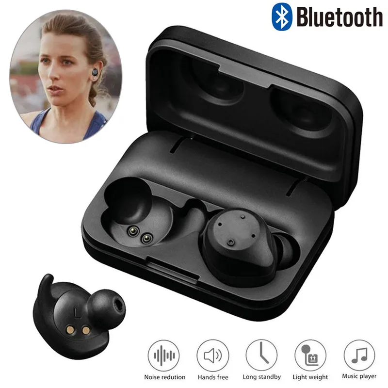 True Wireless Earphones Mini Sport Headset Charging Box Hifi Earbuds with Mic for iPhone Samsung LG Moto Huawei