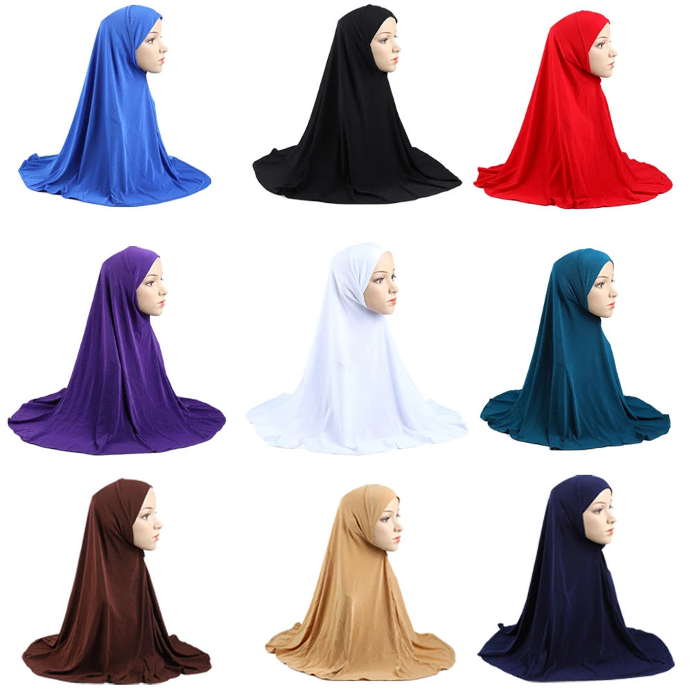 

Muslim Women Plain Hijab One Piece Amira Arab Prayer Scarf Islamic Shawl Wraps Khimar Veil Headscarf Shawl Turban Ramadan Hijabs