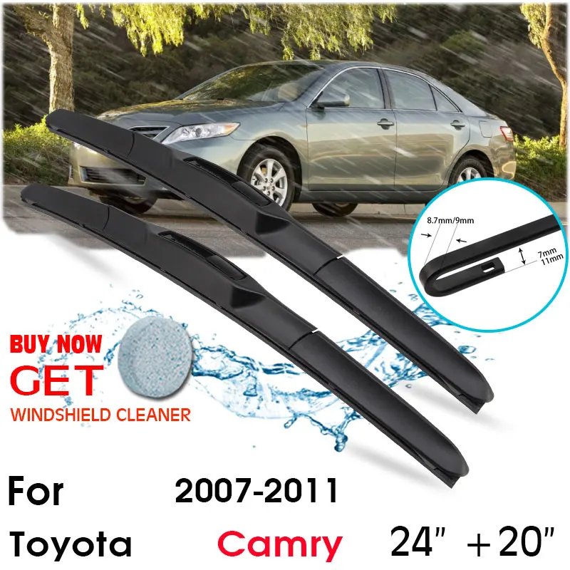 

Car Wiper Blade Front Window Windshield Rubber Silicon Refill Wipers For Toyota Camry 2007-2011 LHD/RHD 24"+20" Car Accessories