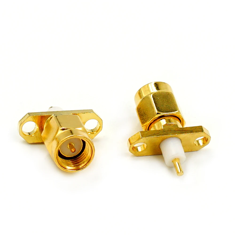 10PCS SMA Male Plug Panel Mount RF Coax Connector Flange Solder Gold plating of copper