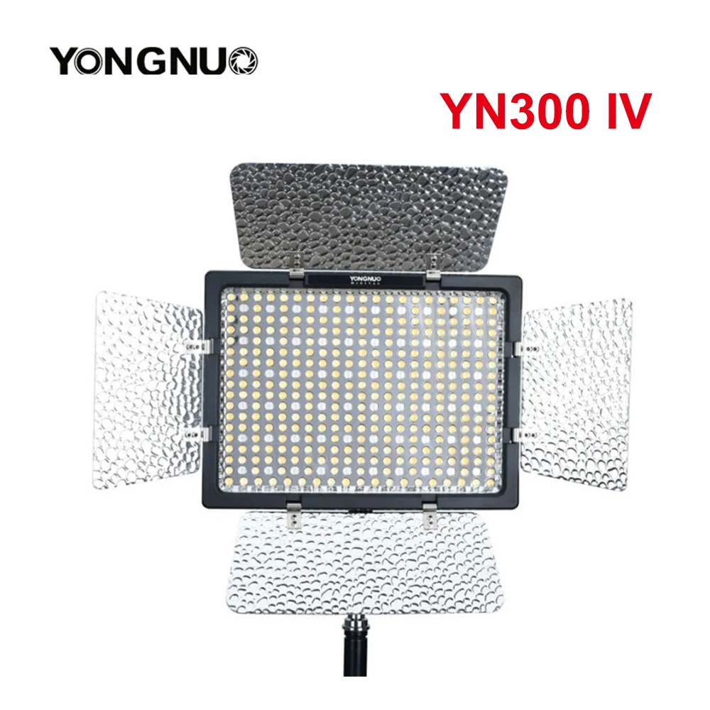 YONGNUO YN300IV RGB LED Video Light Bi-Color 3200k-5500K LED Panel with Barn-door Photography Light for Studio Video Shooting