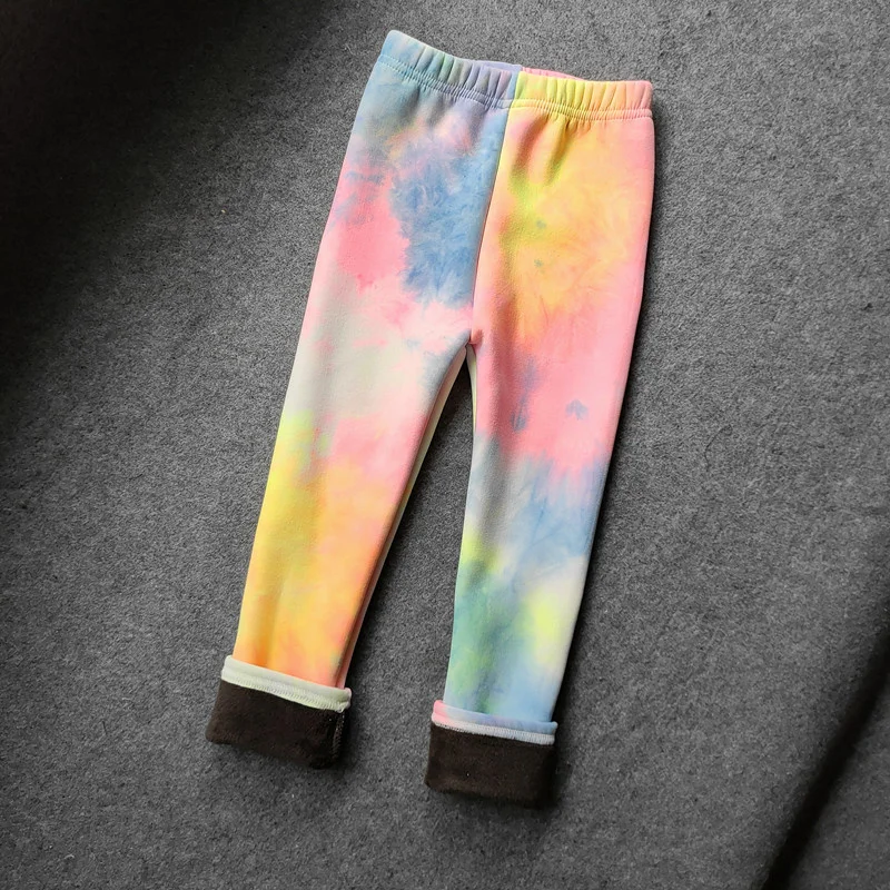 Inverno autunno thured Warm Kids Girls Pants Leggings dritti con stampa per bambini di colore fluorescente per 2-11 anni