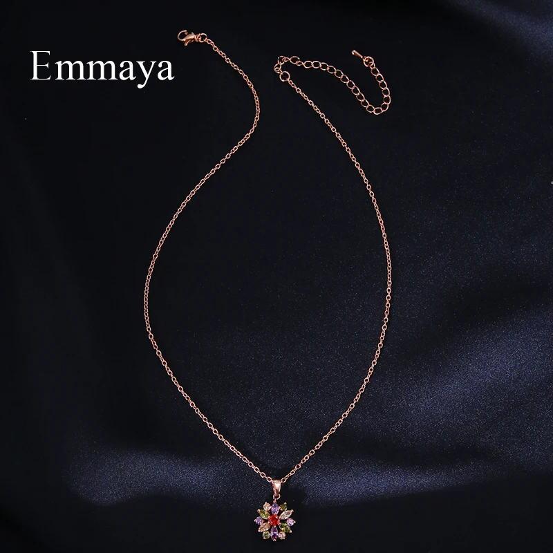 Emmaya Ingenious Flower Design Necklace For Women&Girls Colorful Cute Jewelry Vivid Style Bridal Wedding Party Fancy Dress-Up