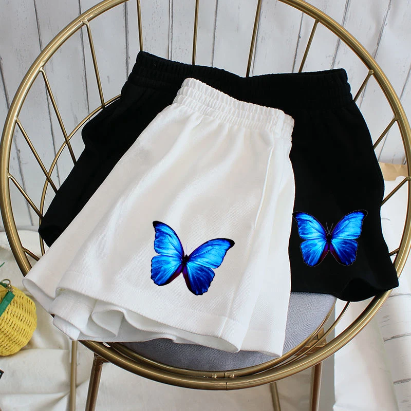 Elastic waist casual beach pants party size high waist girls cute butterfly printed sports shorts female summer women Y2k Shorts