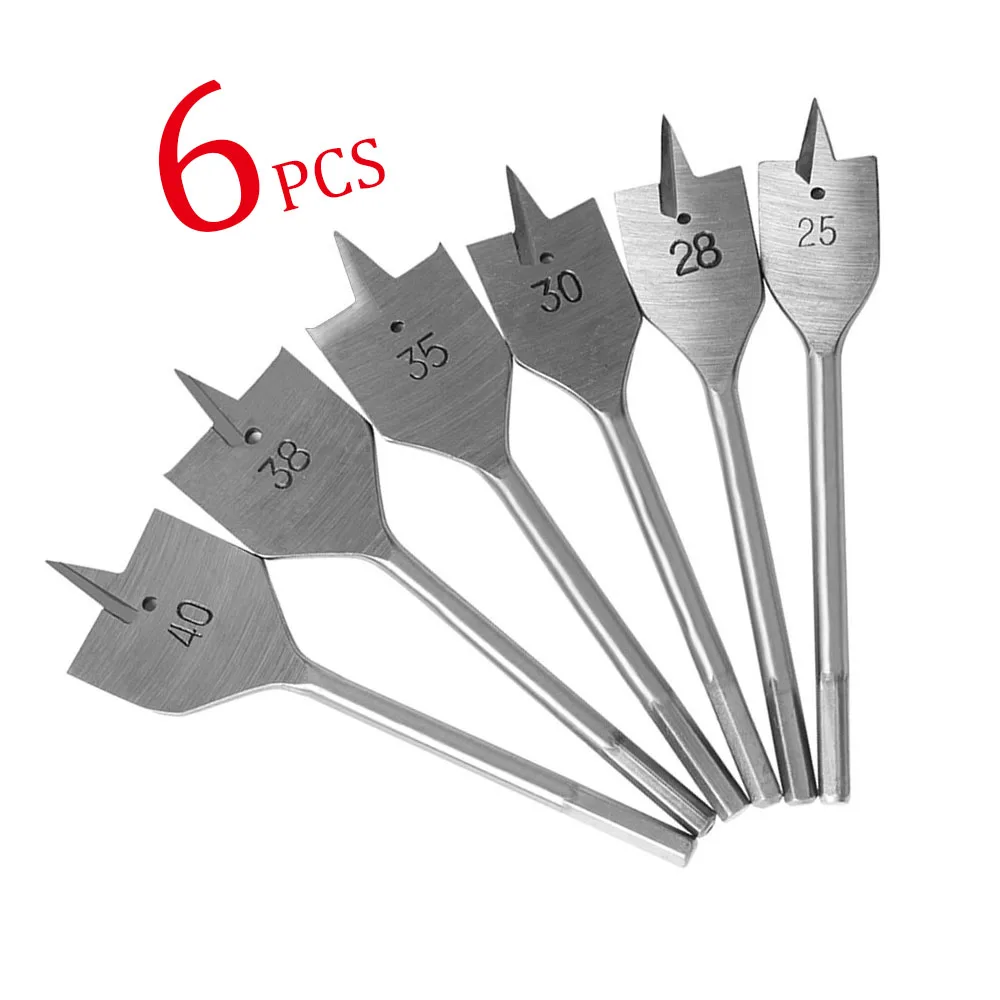 Hige quality 6pcs/set Flat Drill High-carbon Steel Wood Flat Drill Set Woodworking Spade Drill Bits Durable Woodworking Tool Set