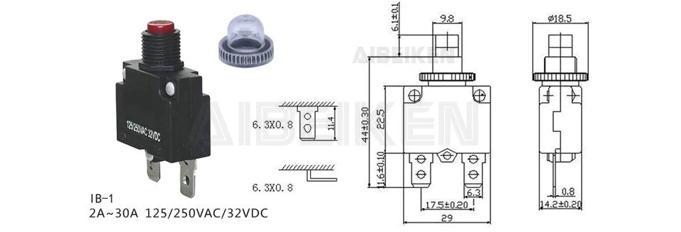 1PC Push To Reset Thermal Switch Bakelite Red Button Circuit Breaker Current Overload Protector Switch 2A 5A 10A 15A 20A 25A 30A