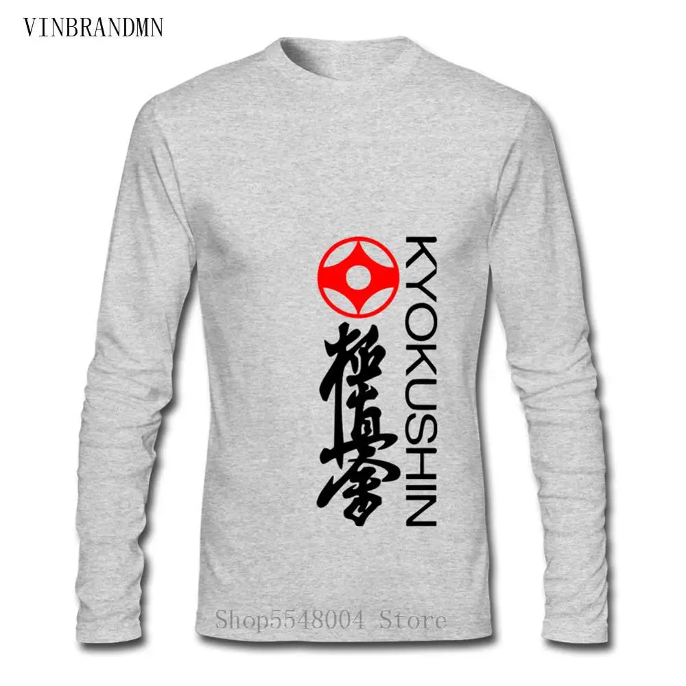 Kyokushin Karate Tshirts Cool Streetwear Cotton Long Sleeve T Shirt Men Judo Japan T-Shirt Kyokushin Logo Tops Martial Arts Tees