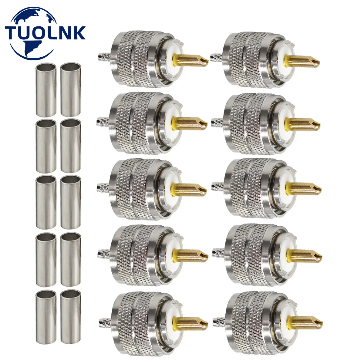 10pcs/lot TUOLNK UHF Connector PL259 Male Plug Crimp Coax Adapter SO239 PL-259 RF Connector for RG316 RG174 RG179