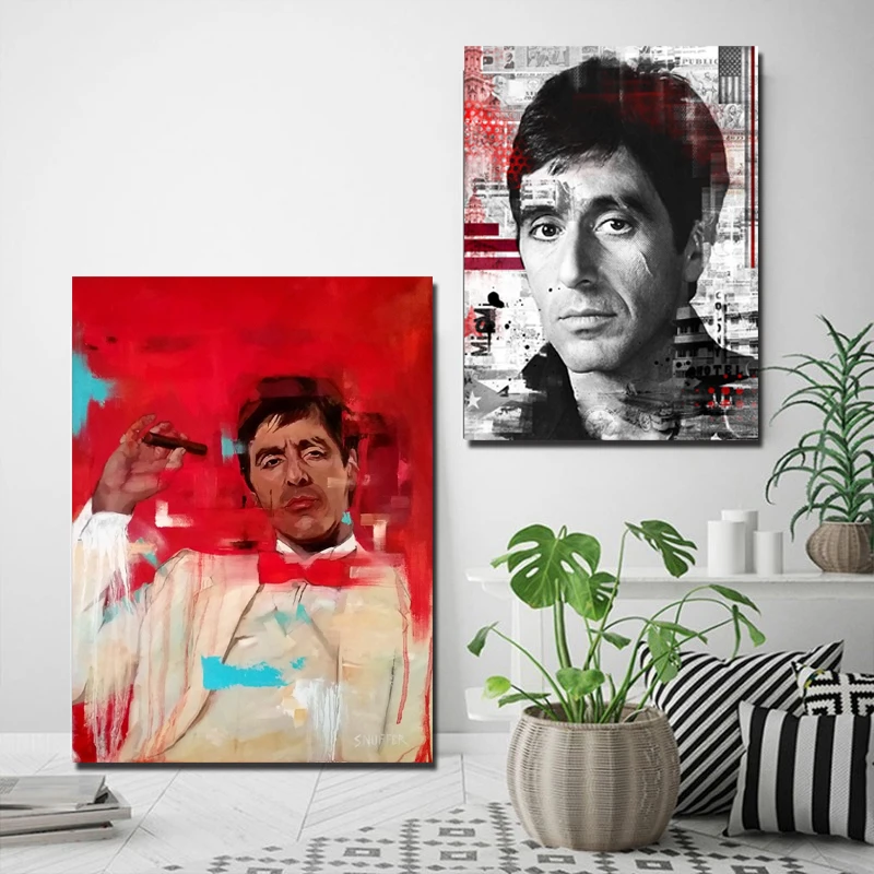 Faceless Man Pacino Movie Painting Poster Cara Cortada Paintings On Canvas Modern Art Decorative Wall Pictures Home Decoration