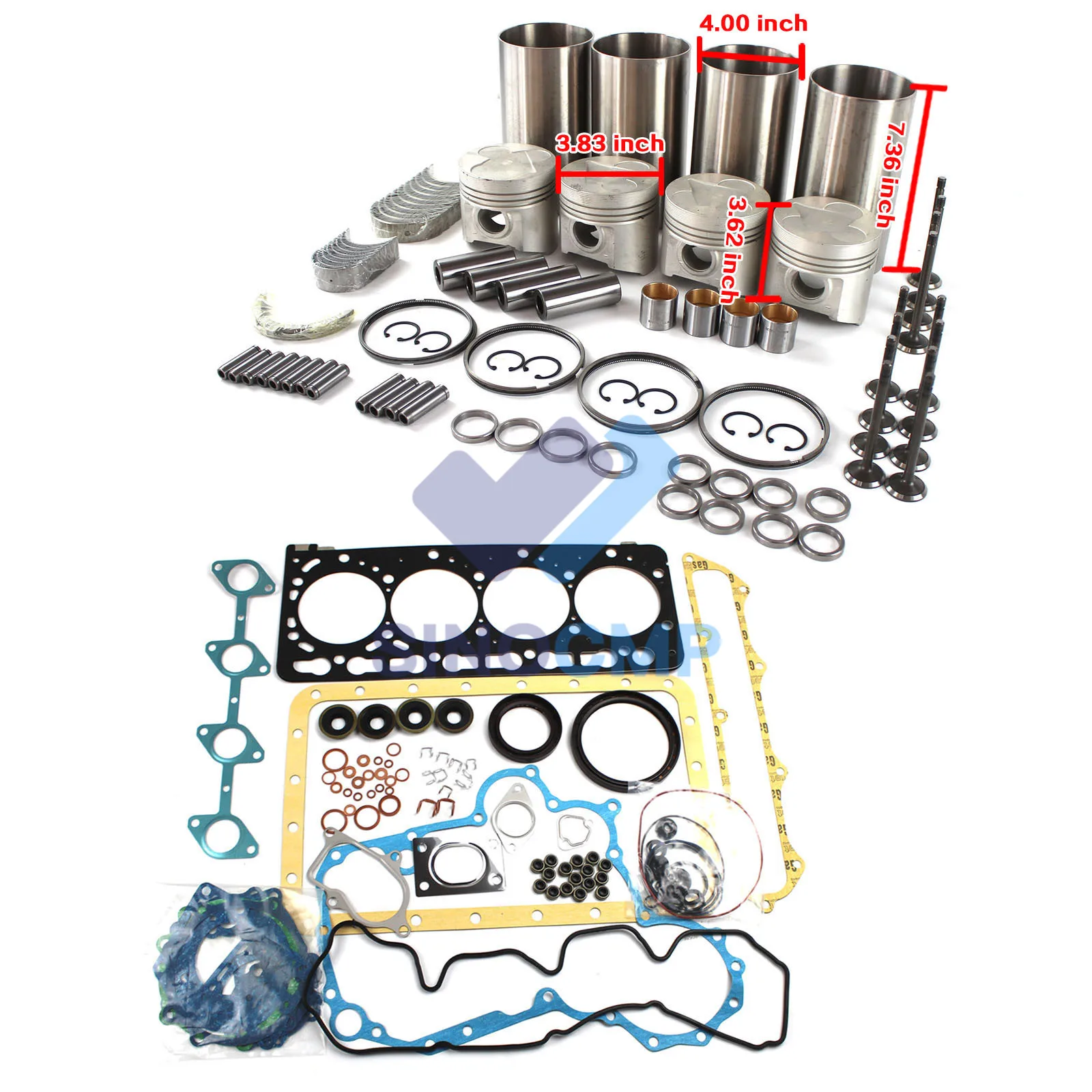 V3300 V3300T 12V Engine Overhaul Rebuild Kit with Valves For Kubota Engine parts gasket ring piston bearing