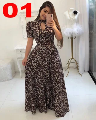 Plus Size Women Dress 2021 Summer Women Long Sleeve O-neck Printing Long Dress Woman Dress S-5XL