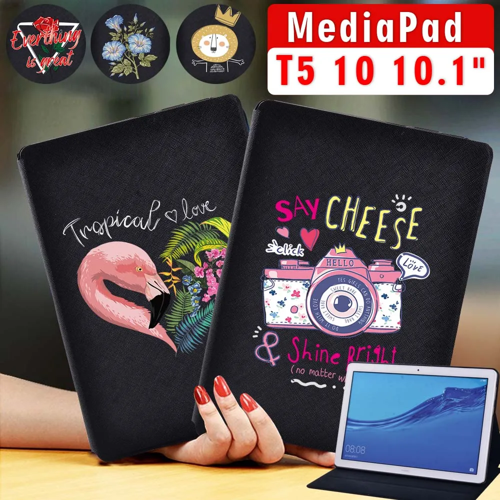 

Tablets Case for Huawei MediaPad T5 10 10.1 Inch-Tablet Lightweight Hard Shell Pu Leather Smart Cover Case + Stylus