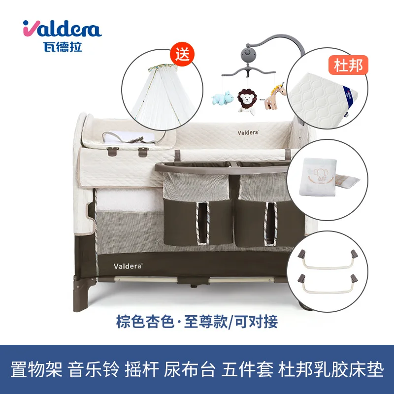 Valdera Portable Multifunctional Folding Crib A Substitute for Newborn Baby Rocking Bed Game Bed Kids Bed Baby Bed Fence