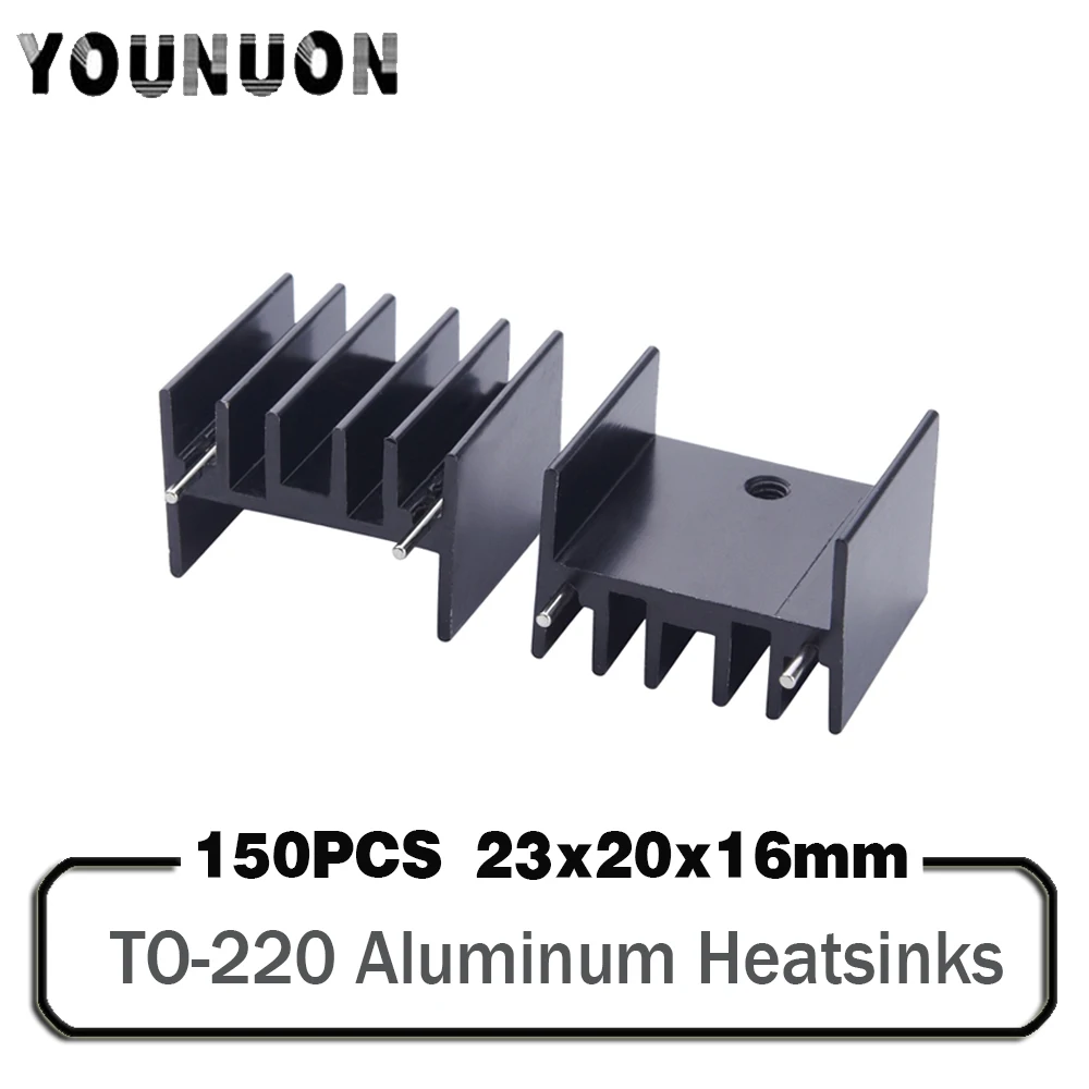 

150PCS 20*23*16MMAluminium TO-220 Heatsink TO 220 Heat Sink Transistor Radiator TO220 Cooler Cooling Black 23*20*16MM