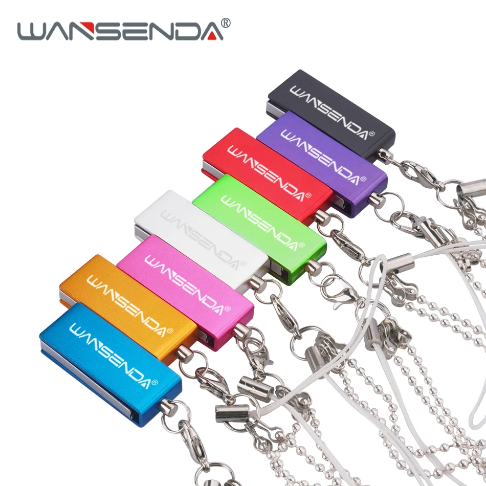 WANSENDA กันน้ำ USB แฟลชไดร์ฟ32GB 64GB หมุนไดรฟ์ปากกา16GB Pendrive Key Ring 128GB USB 2.0หน่วยความจำ