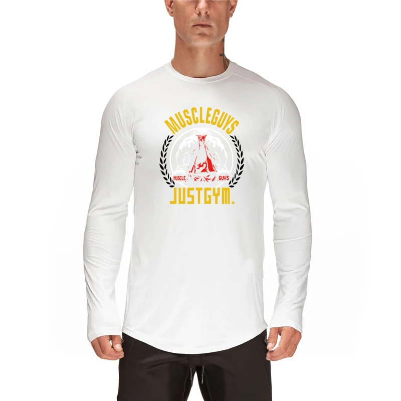 Mens Gym Fitness Running Training Casual Basic O-Neck T-Shirt Sporting Fashion  Comfortable Long Sleeve T-shirt