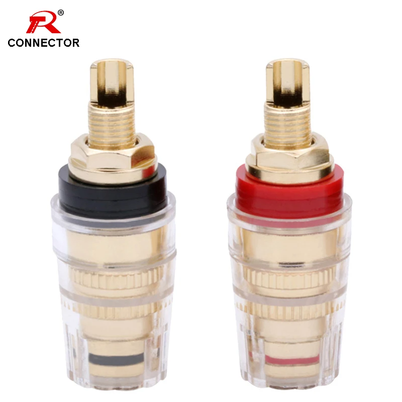 50pcs/25pairs Brass Gold Plated 4MM Binding Post HIFI Terminals Binding Banana Plug Connector for Speaker Amplifier Red+Black