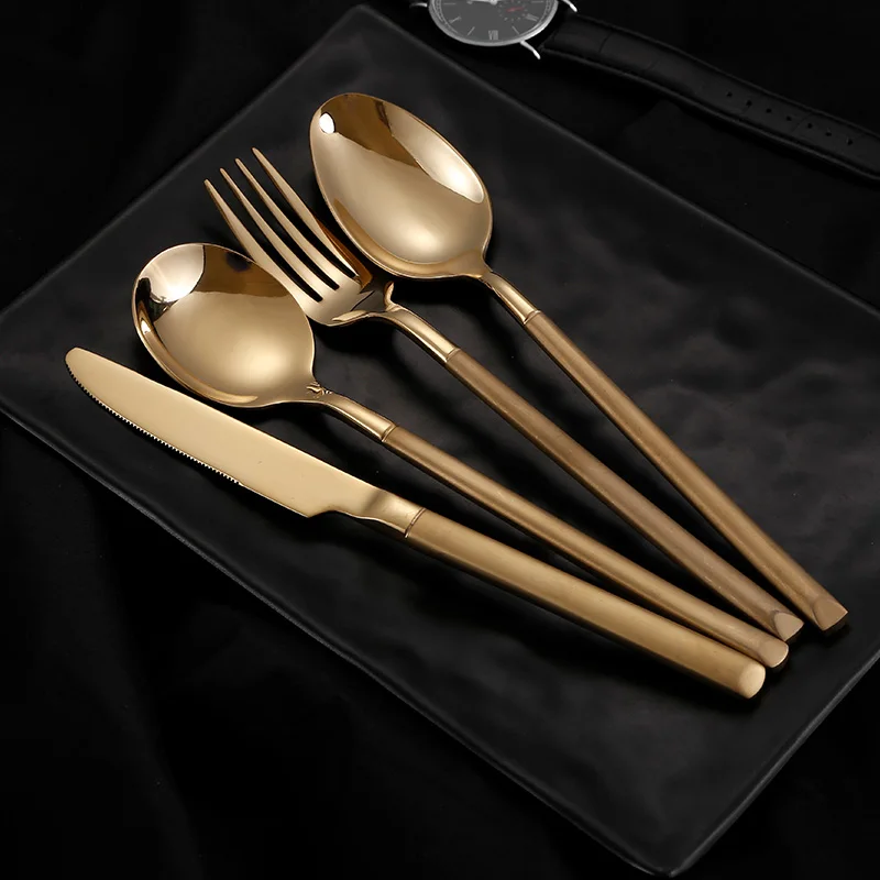 

Spklifey Cutlery Tableware Stainless Steel Cutlery Set Forks Knives Spoons Cutlery Gold Fork Spoon Knife Dinner Set Eco Friendly