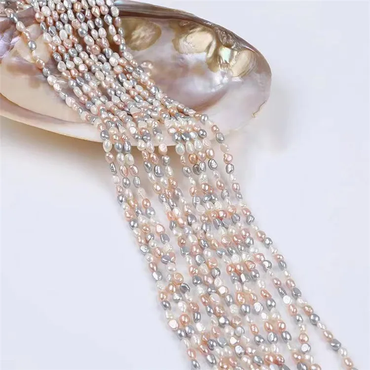 Real pearls Natural 5-6mm multi color Freshwater Baroque Shape Pearl strands