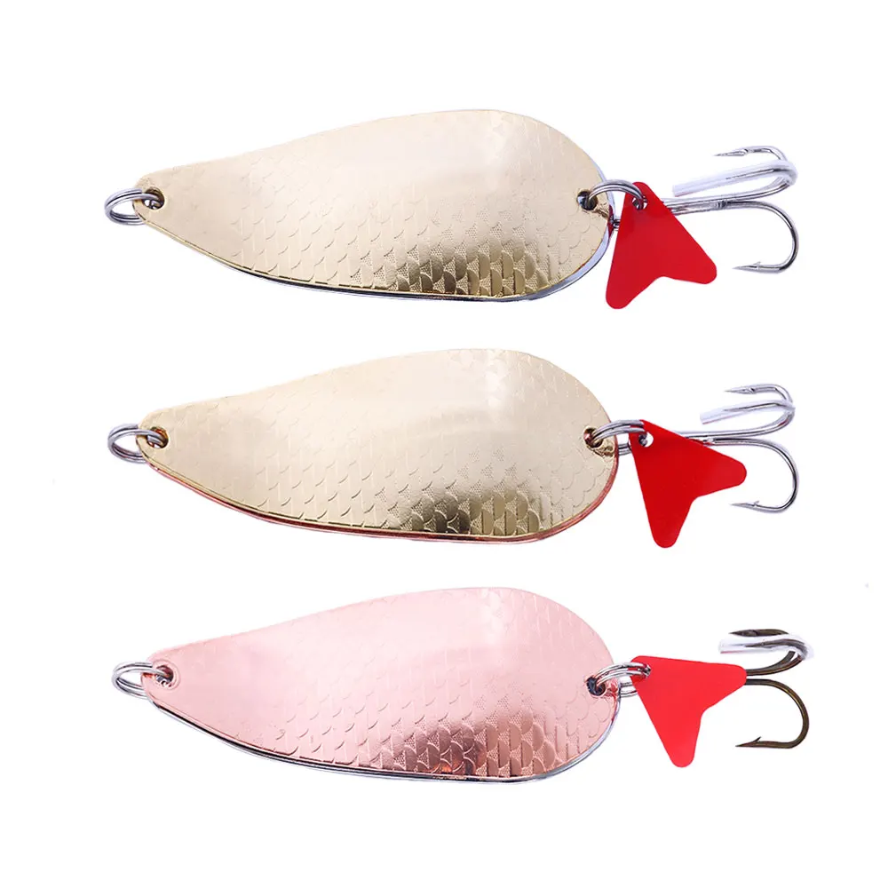 8cm 43g double Metal Spinner Spoon Fishing Lure Hard Baits Sequins Noise Paillette Artificial Bait with Treble Hook Pesca Pike