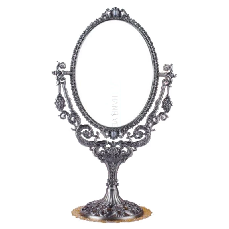 

Large HD European makeup mirror desktop retro double princess dressing table top mirror