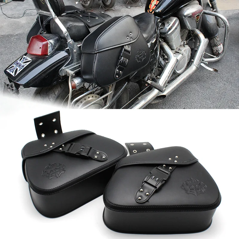 Cruises Saddlebag Motorcycle Side Box Modification Saddle Bags Rear Storage Box Travel Luggage Bag for Bobber Chopper Motorbike