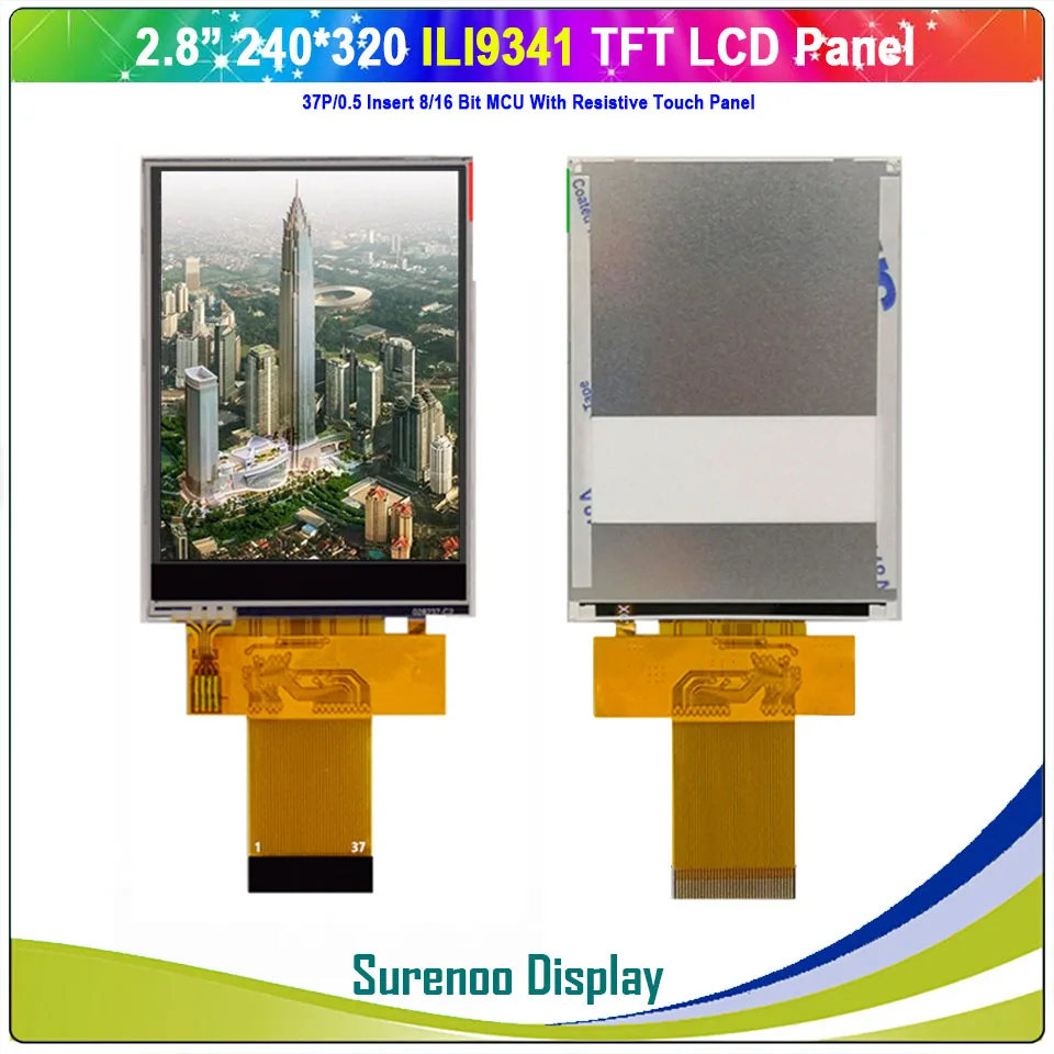 Imagem -03 - Polegadas 240*320 37p 0.5 Inserir 16 Bit Mcu Tft Lcd Módulo Display Tela Lcm Ili9341 com Painel de Toque Resistive 2.8