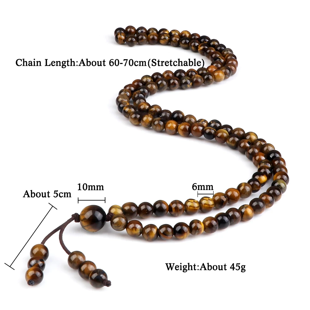 Natural Tiger Eye Stone Necklace Chakra Energy Beaded Bracelet Health Protection Yoga Spirit Jewelry 108 Beads Tibetan Necklaces