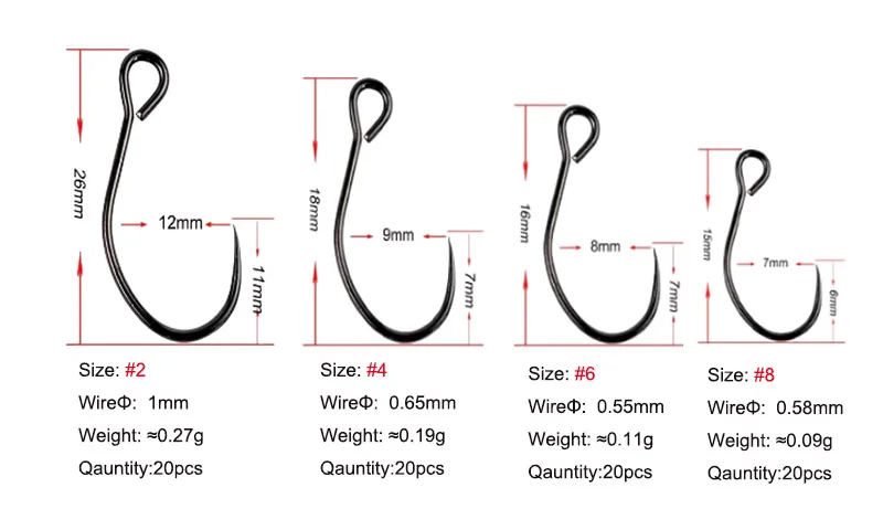KESFISHING Weerhaak Vishaak Koolstofstaal Wormhaak 2,4,6,8 Vissen Accessoires Big Eye Voor Zachte Worm Lokt