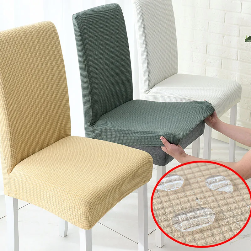 Waterproof Elastic Chair Cover With Back Dining Room Chair Covers Jacquard Covers For Chairs For Kitchen Wedding Hotel Banquet