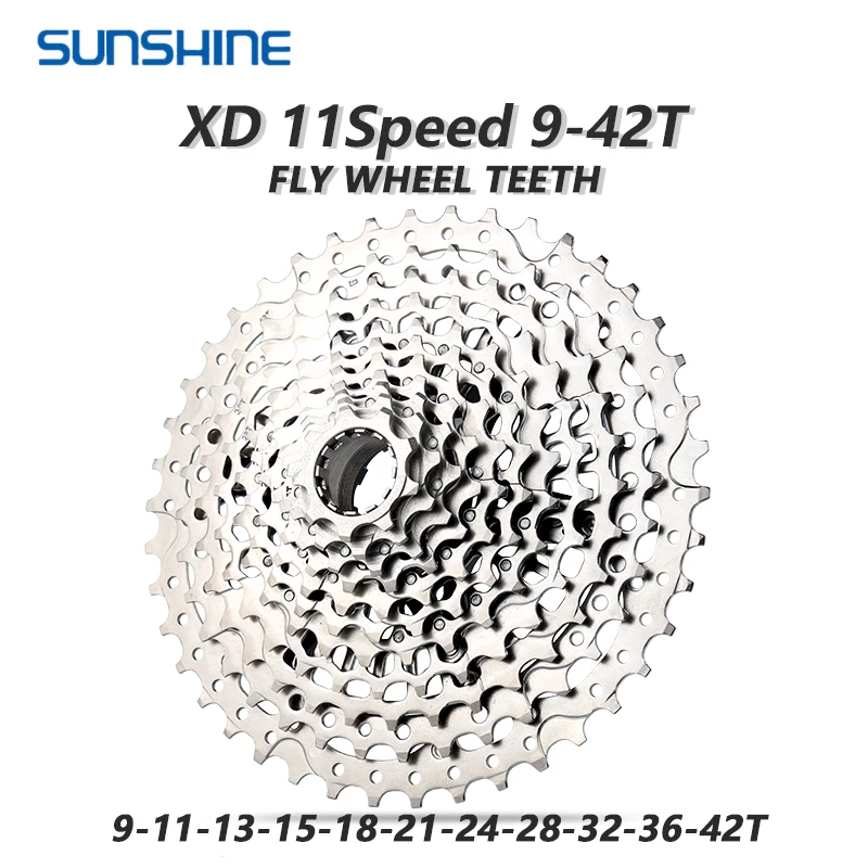 SONNENSCHEIN Mountain Bike Freewheel 11Speed 9-42T 439g Ultralight Cassette Silver MTB Bicycle Flywheel for SRAM XD K7 cassette