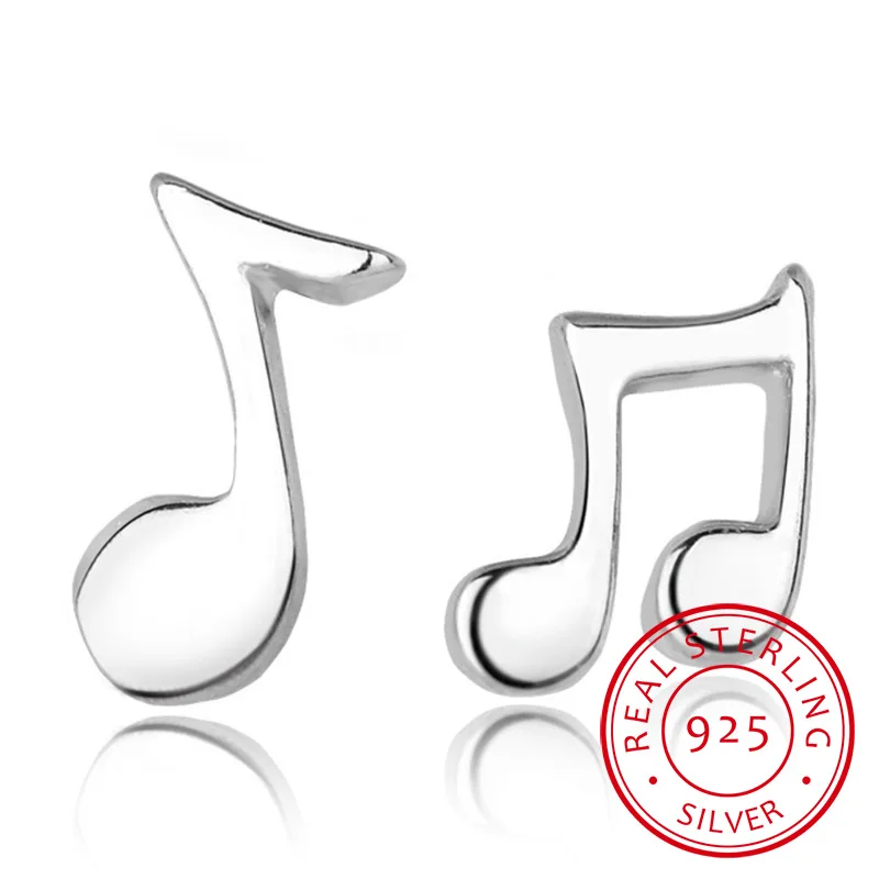 925 Sterling Silver Women\'s Jewelry Fashion Small Music Note Stud Earrings Gift For Girls Kid Lady Women DS433