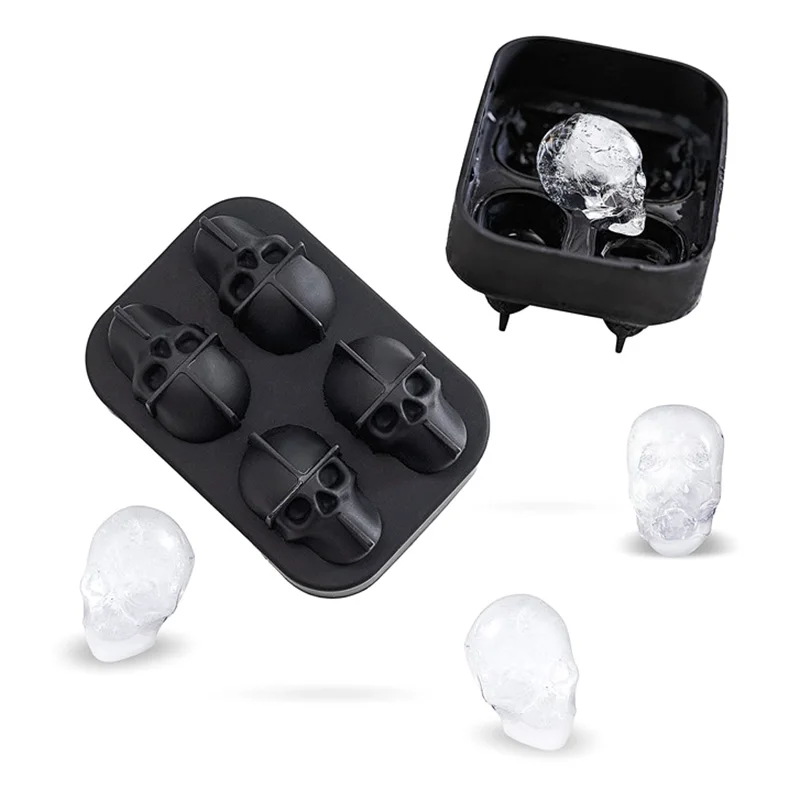 

3D Skull Ice Silicone Mold Maker Ice Cube Tray Pudding Mold Cake Candy Mould Bar Party Cool Wine Ice Cream Kitchen DIY Accessory