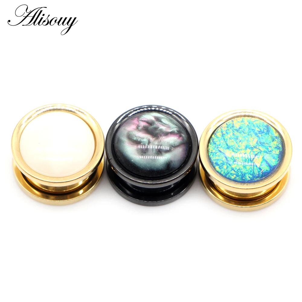 Alisouy 2PC Ear Plugs Piercing Tunnels Stainless Steel Screw Extender Stretcher Fashion Body Jewelry Earrings Gauge 6-25mm