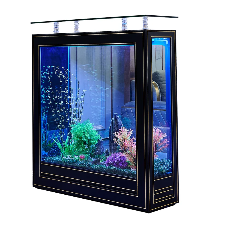 Light Luxury and Simplicity Fish Tank Living Room Home Large Medium Floor Glass Aquarium Subareas Screens