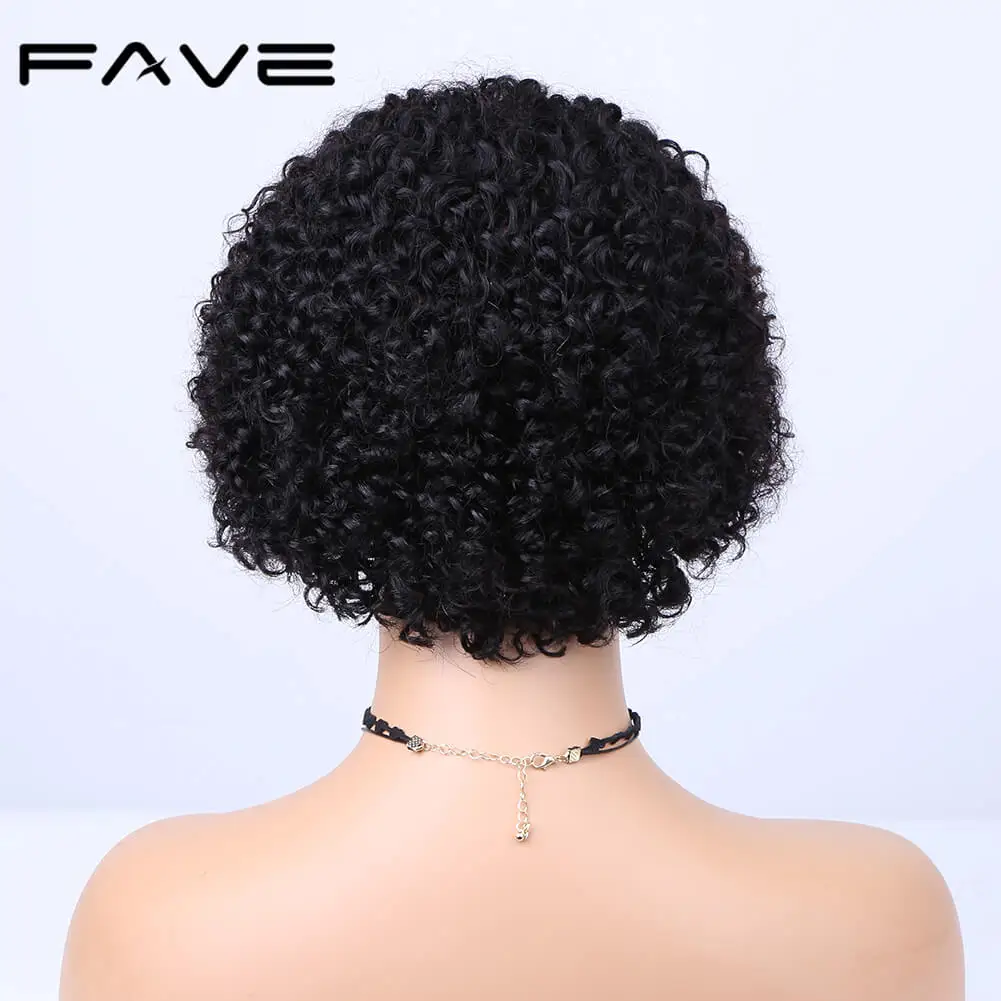 Fave curto encaracolado bob peruca 13*1 frente do laço perucas de cabelo humano curto pixie corte peruca barato glueless profunda onda de água perucas para preto