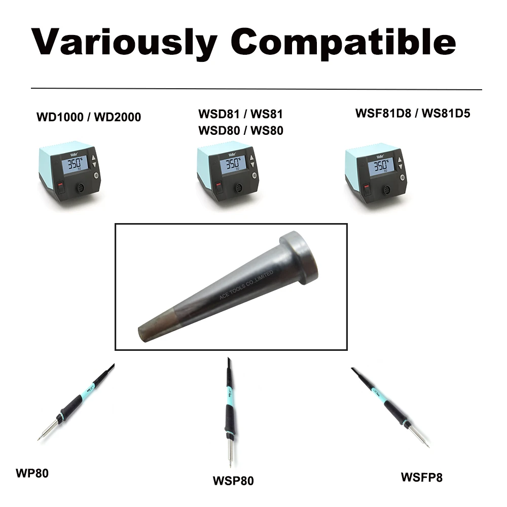 5 PCS LTL Chisel 2mm Soldering Tip Replace for WELLER WP80 WSP80 WSFP8 WD1000 WD2000 WSD81 WS81 WSF81D8 WS81D5 Handle Iron Bit