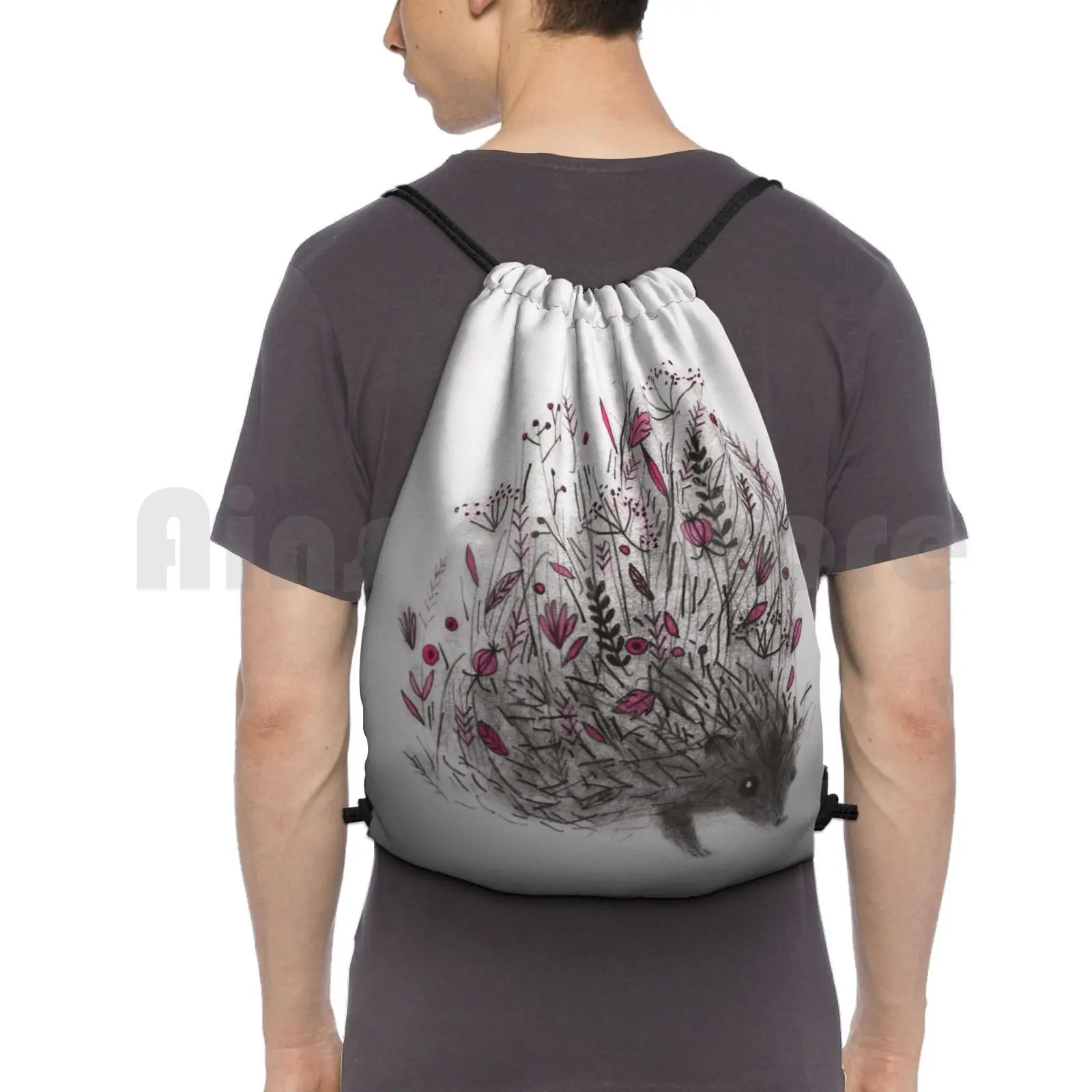 

Hedgehog Backpack Drawstring Bags Gym Bag Waterproof Hedgehog Cute Sweet Lovely Creature Animal Nature Wildlife Wild
